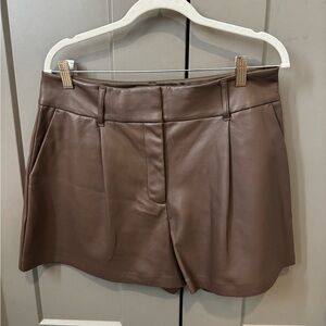 Express High Waist Brown Faux Leather Shorts